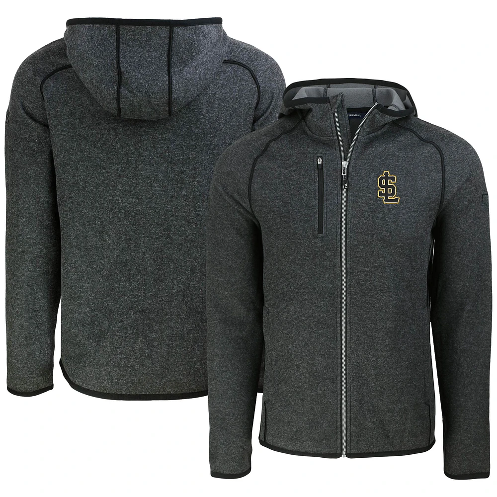 Men's Cutter & Buck Heather Charcoal Salt Lake Bees Mainsail Raglan Full-Zip Hoodie