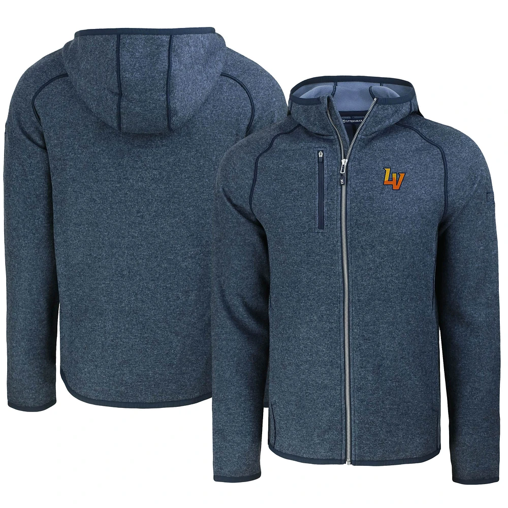 Men's Cutter & Buck Heather Navy Las Vegas Aviators Mainsail Raglan Full-Zip Hoodie