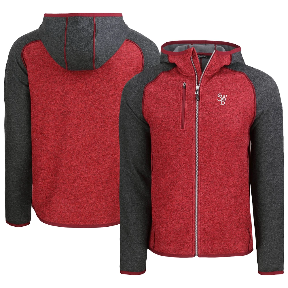 Men's Cutter & Buck Heather /Heather Charcoal Scranton Wilkes-Barre RailRiders Mainsail Raglan Full-Zip Hoodie