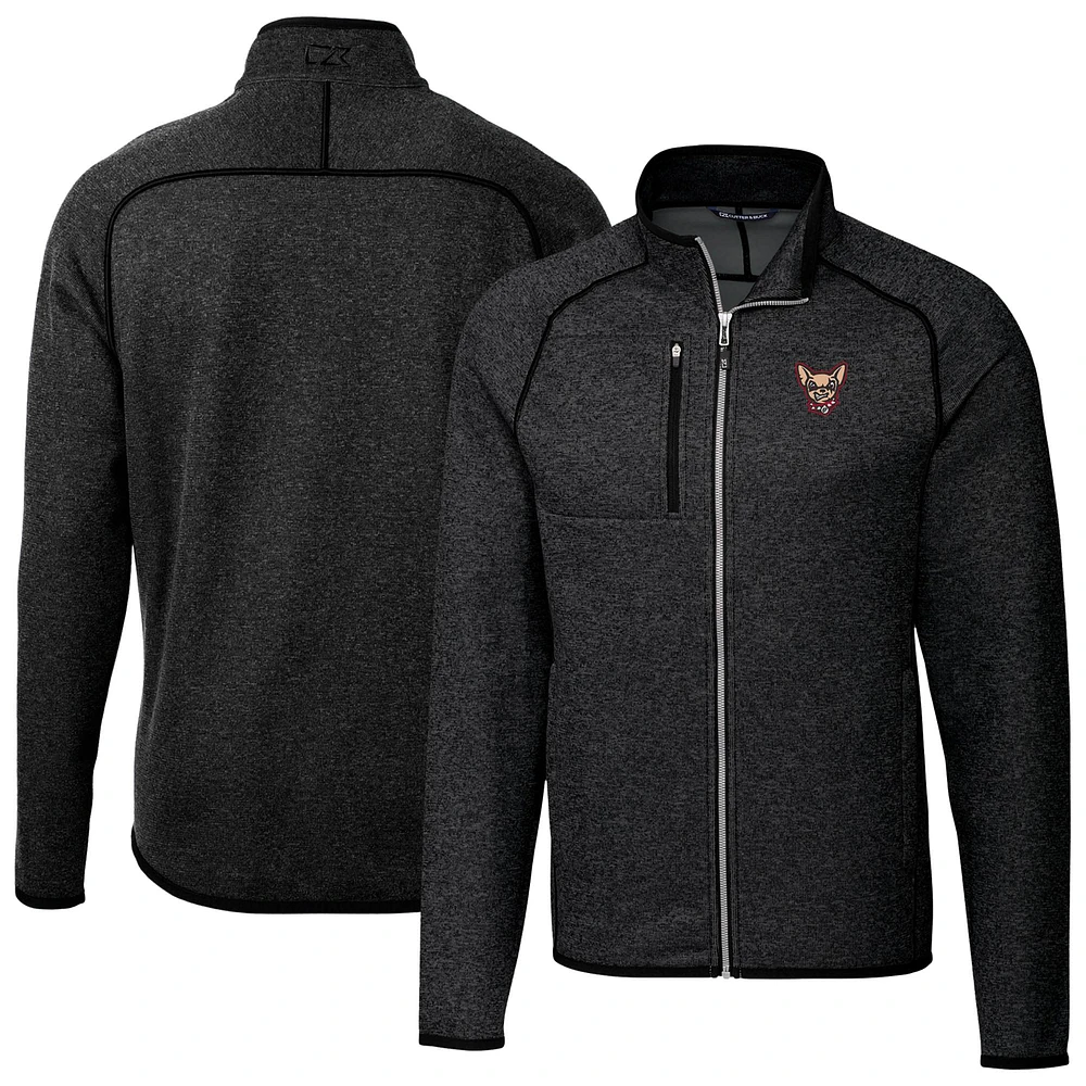 Men's Cutter & Buck Heather Charcoal El Paso Chihuahuas Mainsail Sweater-Knit Full-Zip Jacket