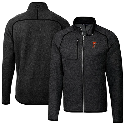 Men's Cutter & Buck Heather Charcoal Fresno Grizzlies Mainsail Sweater-Knit Full-Zip Jacket