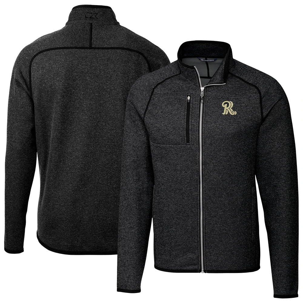 Men's Cutter & Buck Heather Charcoal Frisco RoughRiders Mainsail Sweater-Knit Full-Zip Jacket
