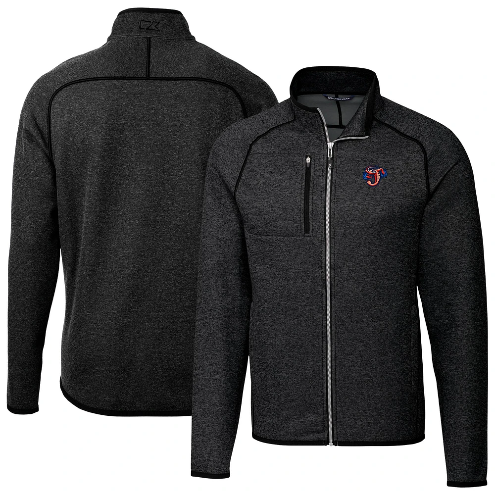 Men's Cutter & Buck Heather Charcoal Jacksonville Jumbo Shrimp Mainsail Sweater-Knit Full-Zip Jacket