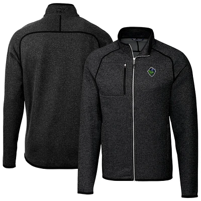 Men's Cutter & Buck Heather Charcoal Hillsboro Hops Mainsail Sweater-Knit Full-Zip Jacket