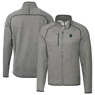 Men's Cutter & Buck Heather Gray Hillsboro Hops Mainsail Sweater-Knit Full-Zip Jacket