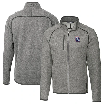 Men's Cutter & Buck Heather Gray New Hampshire Fisher Cats Mainsail Sweater-Knit Full-Zip Jacket