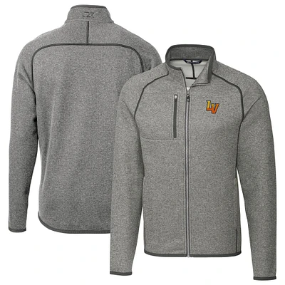 Men's Cutter & Buck Heather Gray Las Vegas Aviators Mainsail Sweater-Knit Full-Zip Jacket