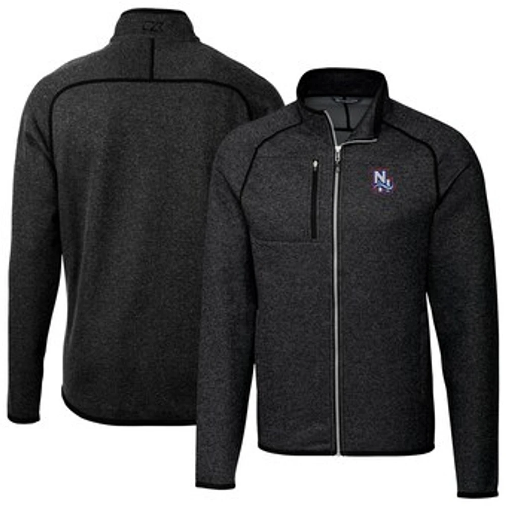 Men's Cutter & Buck Heather Charcoal New Hampshire Fisher Cats Mainsail Sweater-Knit Full-Zip Jacket