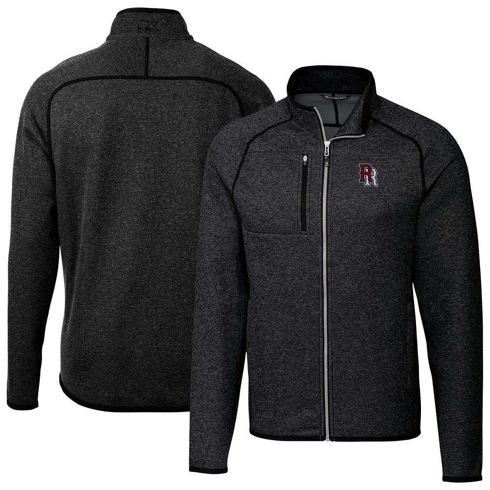 Men's Cutter & Buck Heather Charcoal Round Rock Express Mainsail Sweater-Knit Full-Zip Jacket