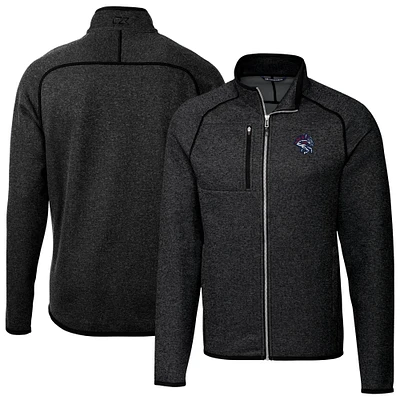 Men's Cutter & Buck Heather Charcoal Binghamton Rumble Ponies Mainsail Sweater-Knit Full-Zip Jacket