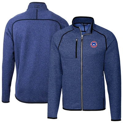 Men's Cutter & Buck Heather Blue South Bend Cubs Mainsail Sweater-Knit Full-Zip Jacket