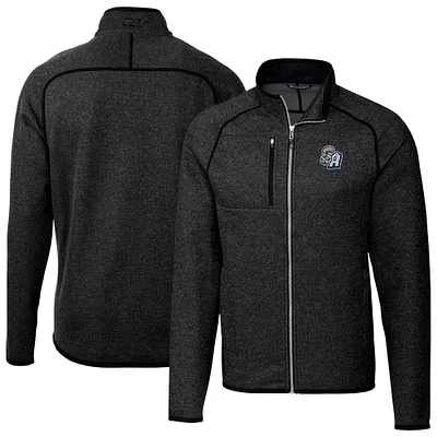 Men's Cutter & Buck Heather Charcoal San Antonio Missions Mainsail Sweater-Knit Full-Zip Jacket