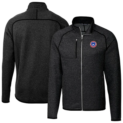 Men's Cutter & Buck Heather Charcoal South Bend Cubs Mainsail Sweater-Knit Full-Zip Jacket