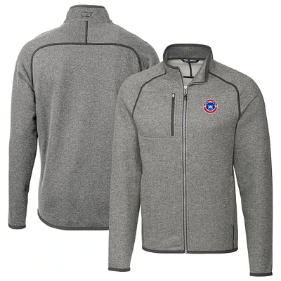 Men's Cutter & Buck Heather Gray South Bend Cubs Mainsail Sweater-Knit Full-Zip Jacket