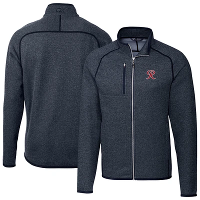 Men's Cutter & Buck Heather Navy Tacoma Rainiers Mainsail Sweater-Knit Full-Zip Jacket