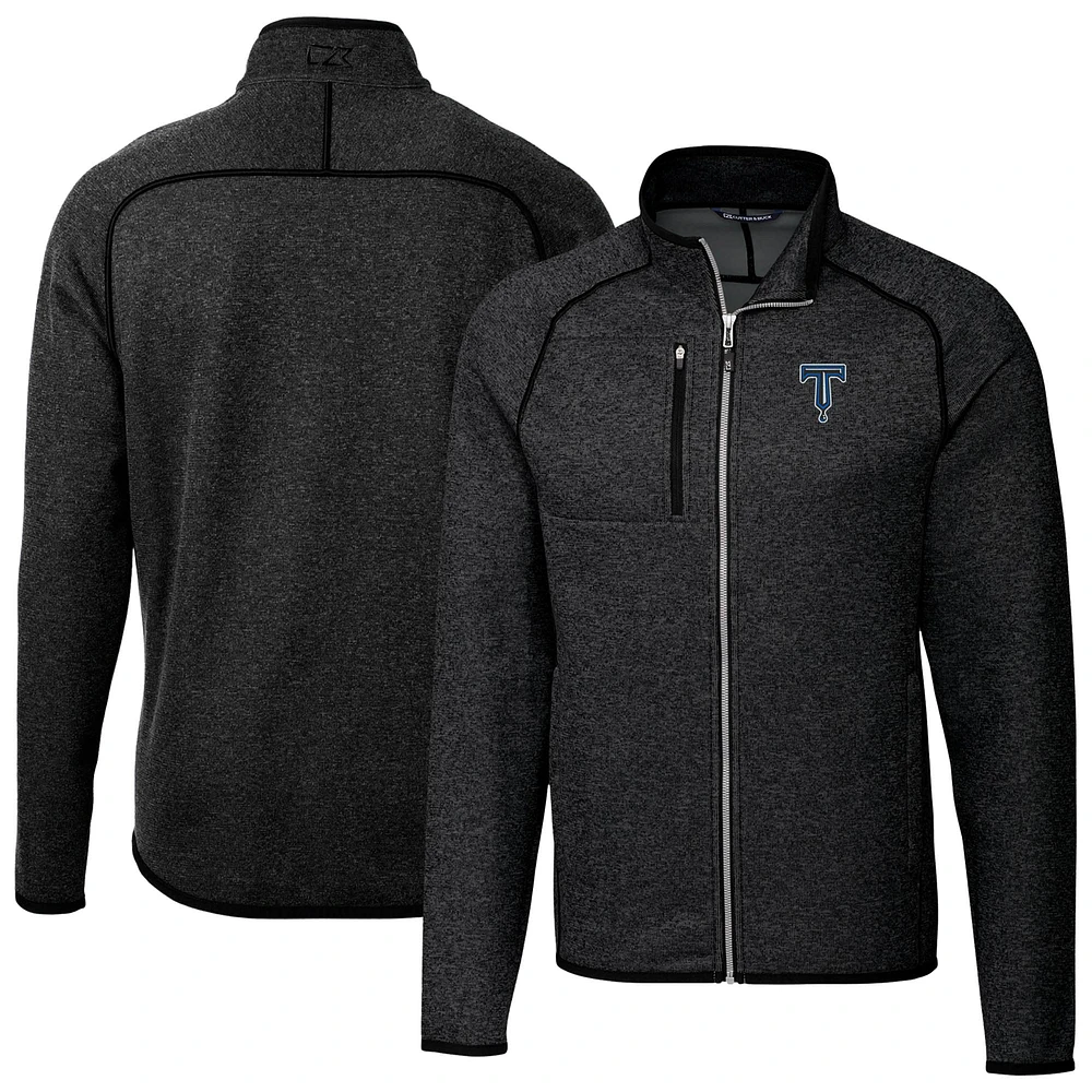 Men's Cutter & Buck Heather Charcoal Tulsa Drillers Mainsail Sweater-Knit Full-Zip Jacket