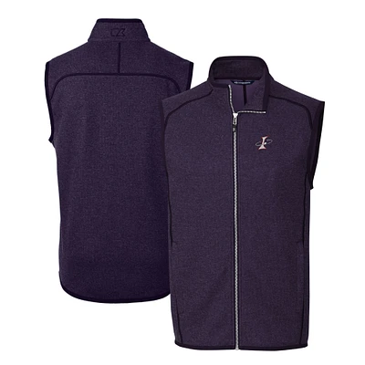 Men's Cutter & Buck Heather Purple Albuquerque Isotopes Mainsail Sweater-Knit Full-Zip Vest