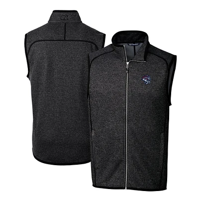 Men's Cutter & Buck Heather Charcoal Binghamton Rumble Ponies Mainsail Sweater-Knit Full-Zip Vest