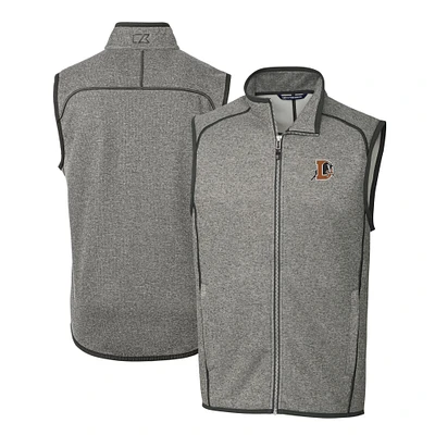 Men's Cutter & Buck Heather Gray Durham Bulls Mainsail Sweater-Knit Full-Zip Vest