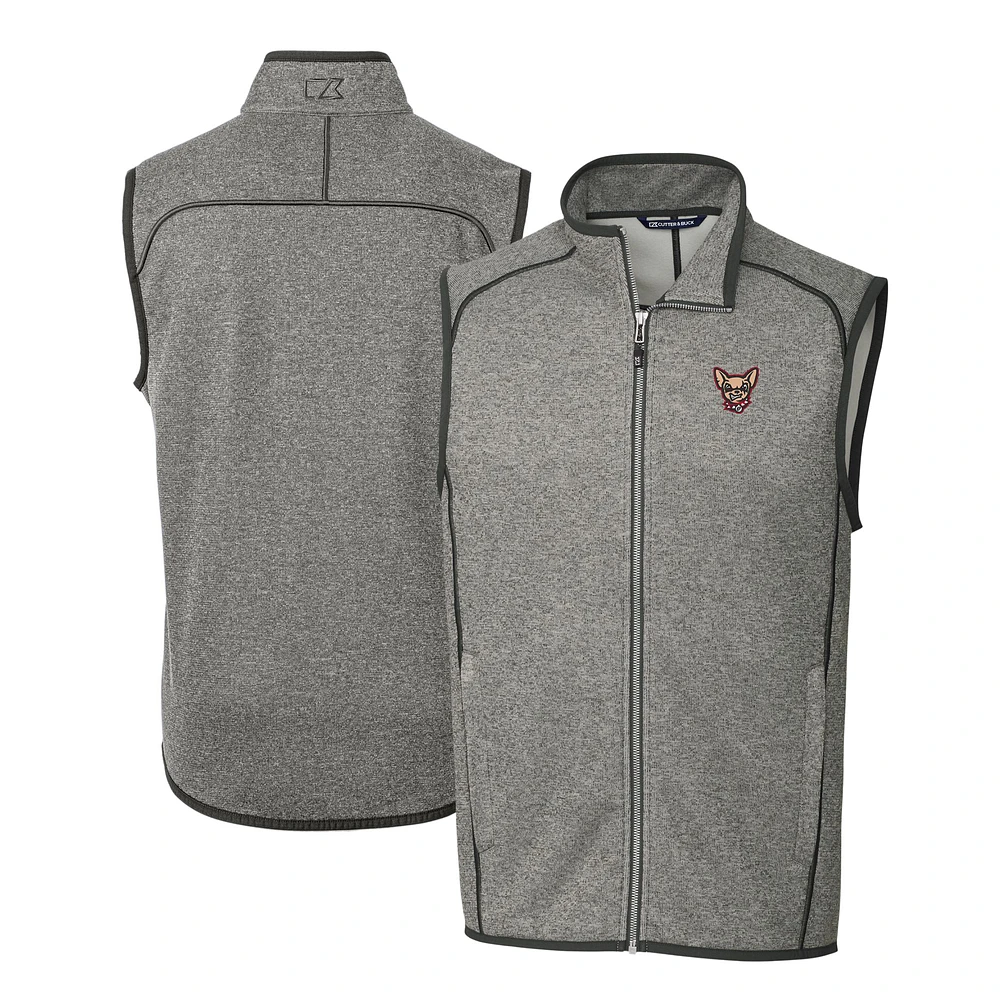Men's Cutter & Buck Heather Gray El Paso Chihuahuas Mainsail Sweater-Knit Full-Zip Vest