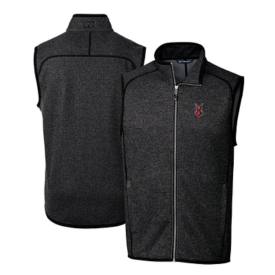 Men's Cutter & Buck Heather Charcoal Indianapolis Indians Mainsail Sweater-Knit Full-Zip Vest