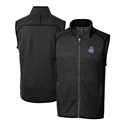 Men's Cutter & Buck Heather Charcoal Hartford Yard Goats Mainsail Sweater-Knit Full-Zip Vest