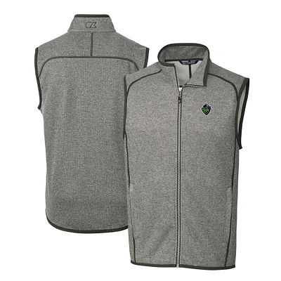 Men's Cutter & Buck Heather Gray Hillsboro Hops Mainsail Sweater-Knit Full-Zip Vest