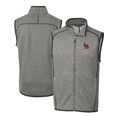 Men's Cutter & Buck Heather Gray Louisville Bats Mainsail Sweater-Knit Full-Zip Vest