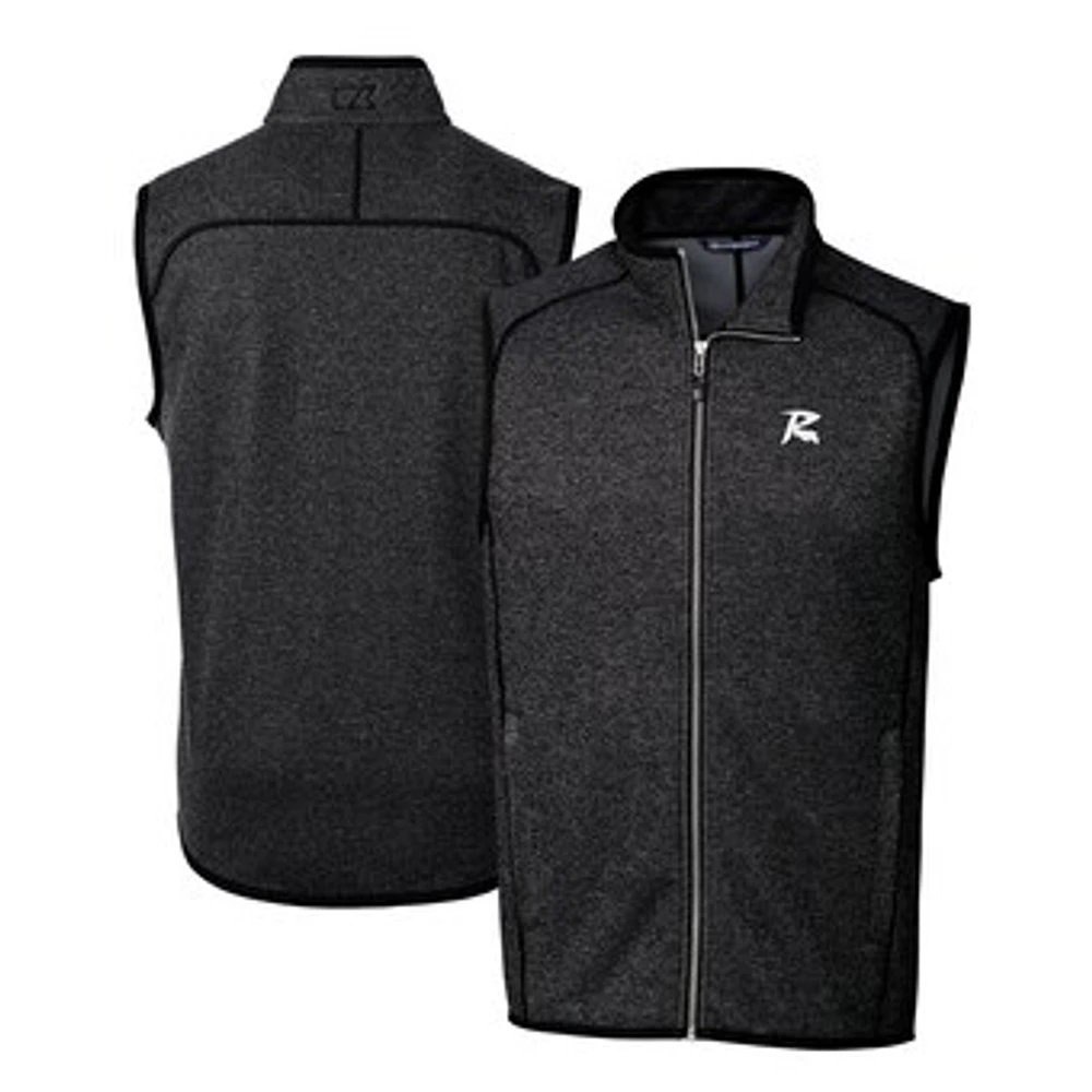 Men's Cutter & Buck Heather Charcoal Richmond Flying Squirrels Mainsail Sweater-Knit Full-Zip Vest