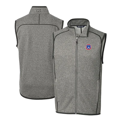 Men's Cutter & Buck Heather South Bend Cubs Mainsail Sweater-Knit Full-Zip Vest