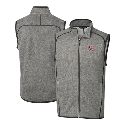 Men's Cutter & Buck Heather Gray Tacoma Rainiers Mainsail Sweater-Knit Full-Zip Vest