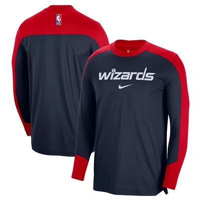 Men's Nike Navy Washington Wizards 2024/25 Authentic Pre-Game Legend Long Sleeve Shooting Shirt