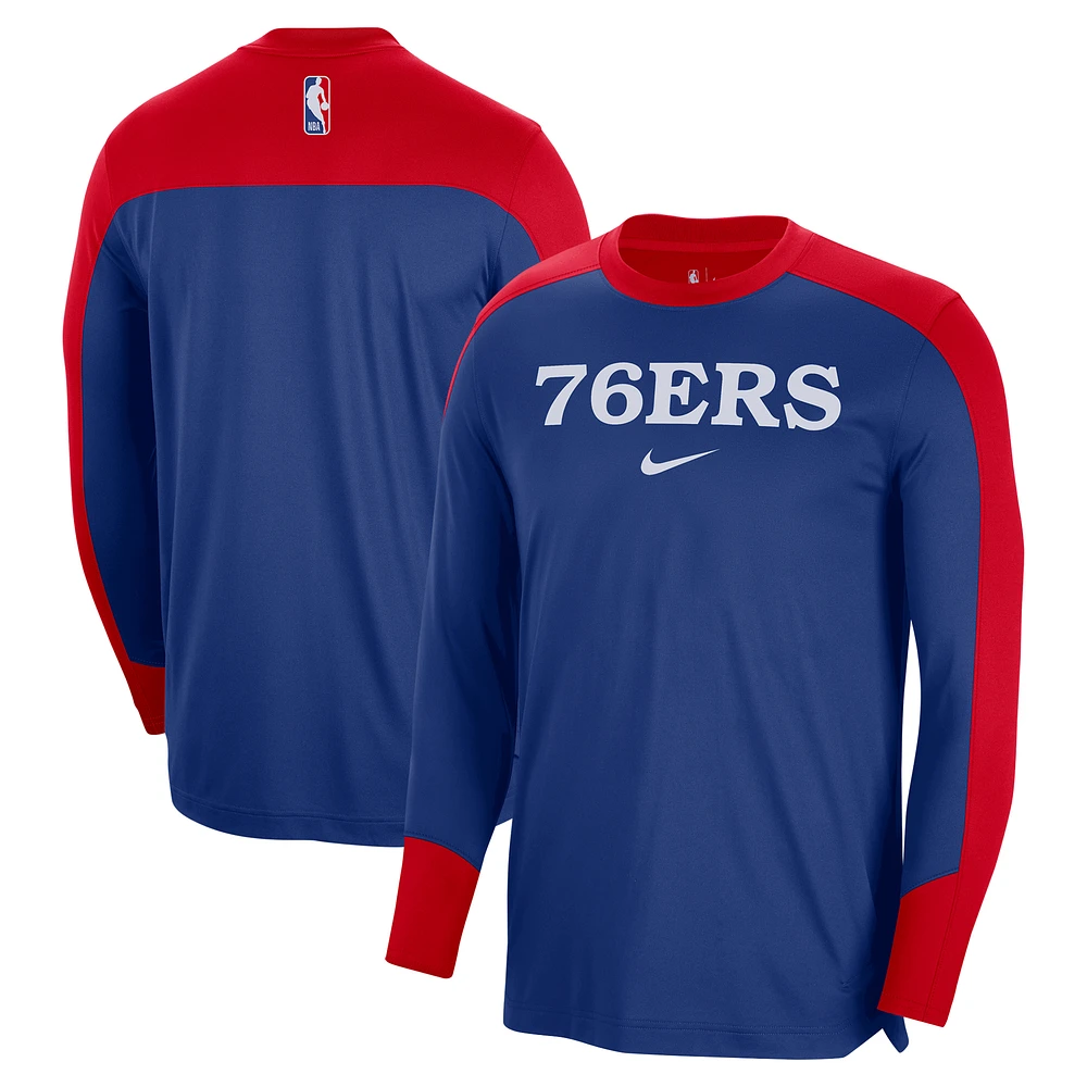 Men's Nike Royal Philadelphia 76ers 2024/25 Authentic Pre-Game Legend Long Sleeve Shooting Shirt