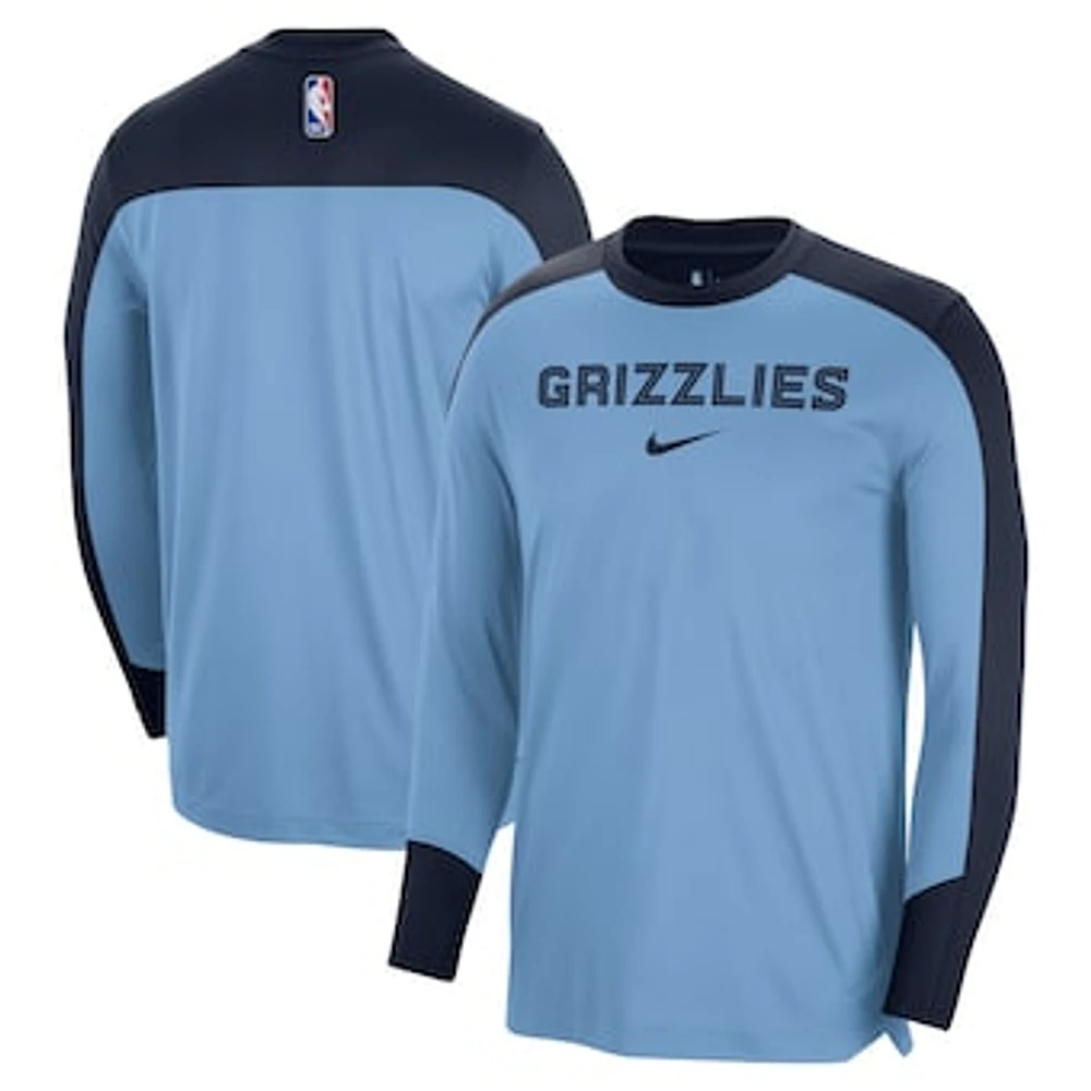Men's Nike Light Blue Memphis Grizzlies 2024/25 Authentic Pre-Game Legend Long Sleeve Shooting Shirt
