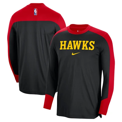 Men's Nike Black Atlanta Hawks 2024/25 Authentic Pre-Game Legend Long Sleeve Shooting Shirt