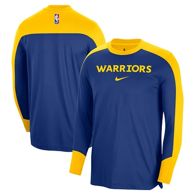 Men's Nike Royal Golden State Warriors 2024/25 Authentic Pre-Game Legend Long Sleeve Shooting Shirt