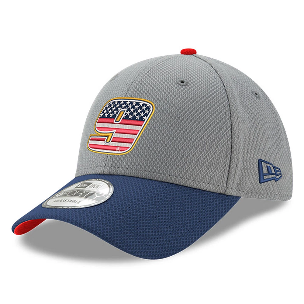 Men's New Era Gray/Navy Chase Elliott Salute 9FORTY Adjustable Hat