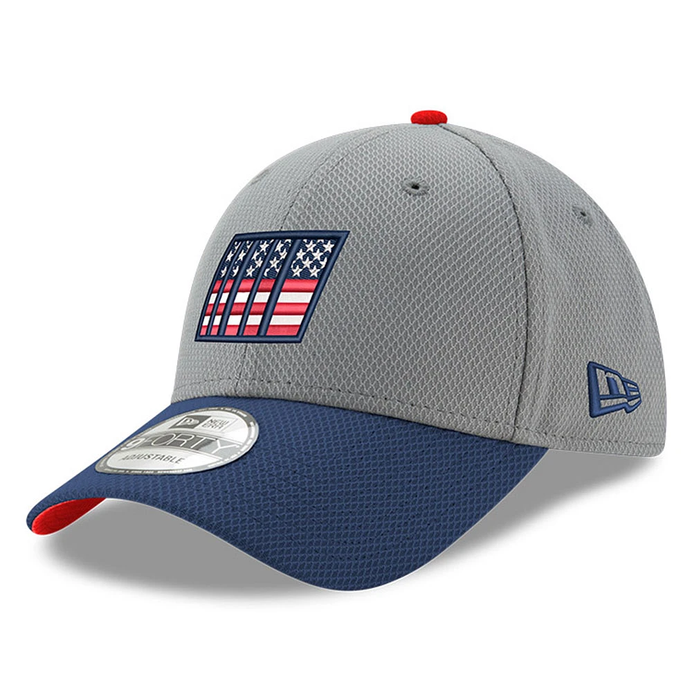 Men's New Era Gray/Navy NASCAR Salute 9FORTY Adjustable Hat