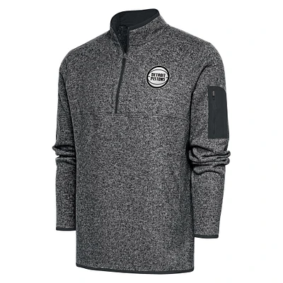 Men's Antigua Heather Charcoal Detroit Pistons Fortune Big & Tall Quarter-Zip Pullover Jacket