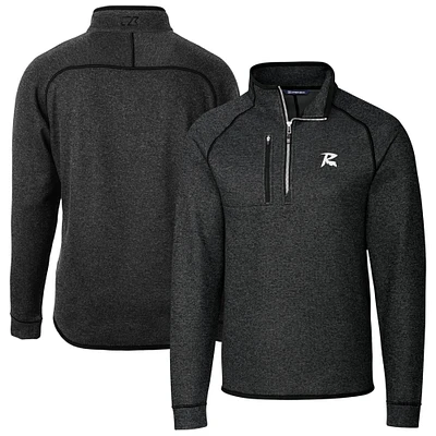 Men's Cutter & Buck Heather Charcoal Richmond Flying Squirrels Mainsail Sweater-Knit Half-Zip Pullover Jacket