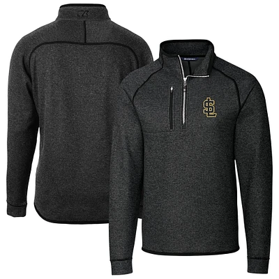 Men's Cutter & Buck Heather Charcoal Salt Lake Bees Mainsail Sweater-Knit Half-Zip Pullover Jacket