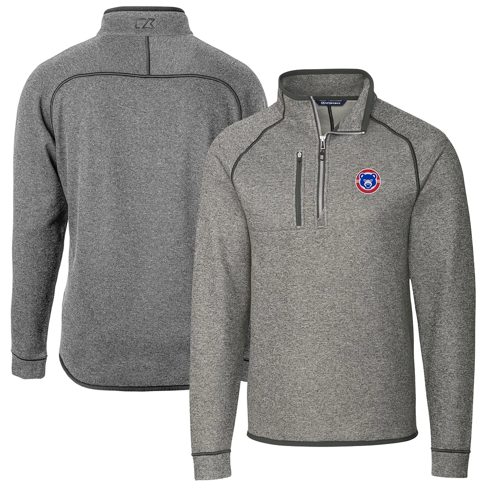 Men's Cutter & Buck Heather South Bend Cubs Mainsail Sweater-Knit Half-Zip Pullover Jacket