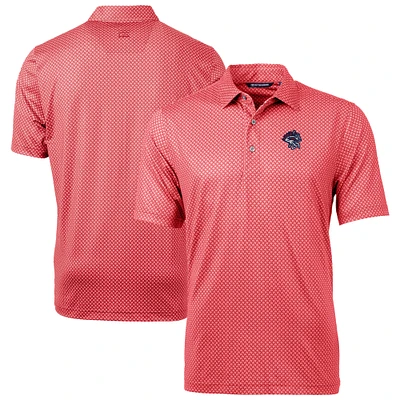 Men's Cutter & Buck Red Binghamton Rumble Ponies Pike Banner Print Stretch Polo