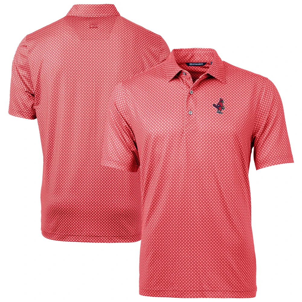 Men's Cutter & Buck Red Memphis Redbirds Pike Banner Print Stretch Polo