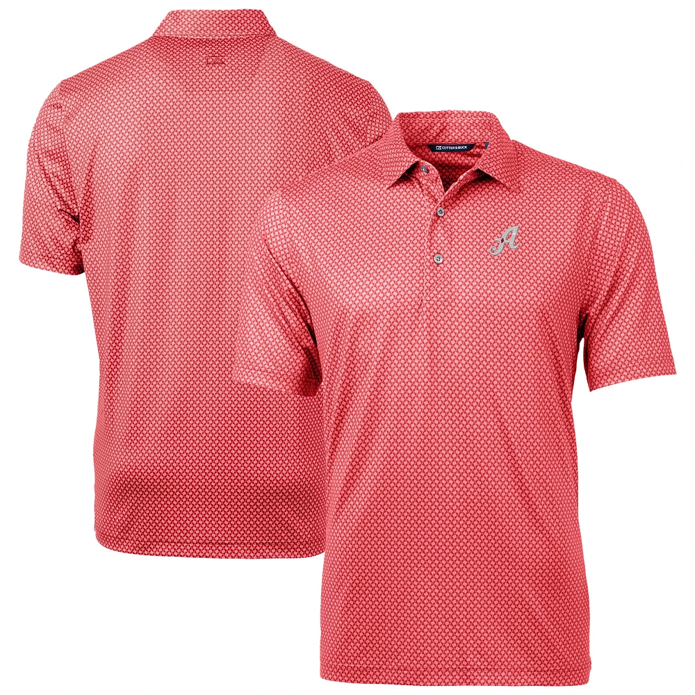 Men's Cutter & Buck Red Reno Aces Pike Banner Print Stretch Polo