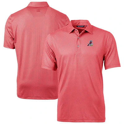 Men's Cutter & Buck Red Springfield Cardinals Pike Banner Print Stretch Polo