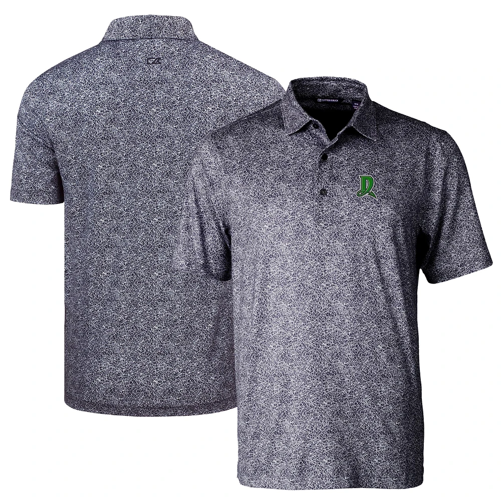 Men's Cutter & Buck Black Dayton Dragons DryTec Pike Constellation Print Stretch Polo