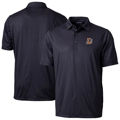 Men's Cutter & Buck Black Durham Bulls Pike Double Dot Print Stretch Polo