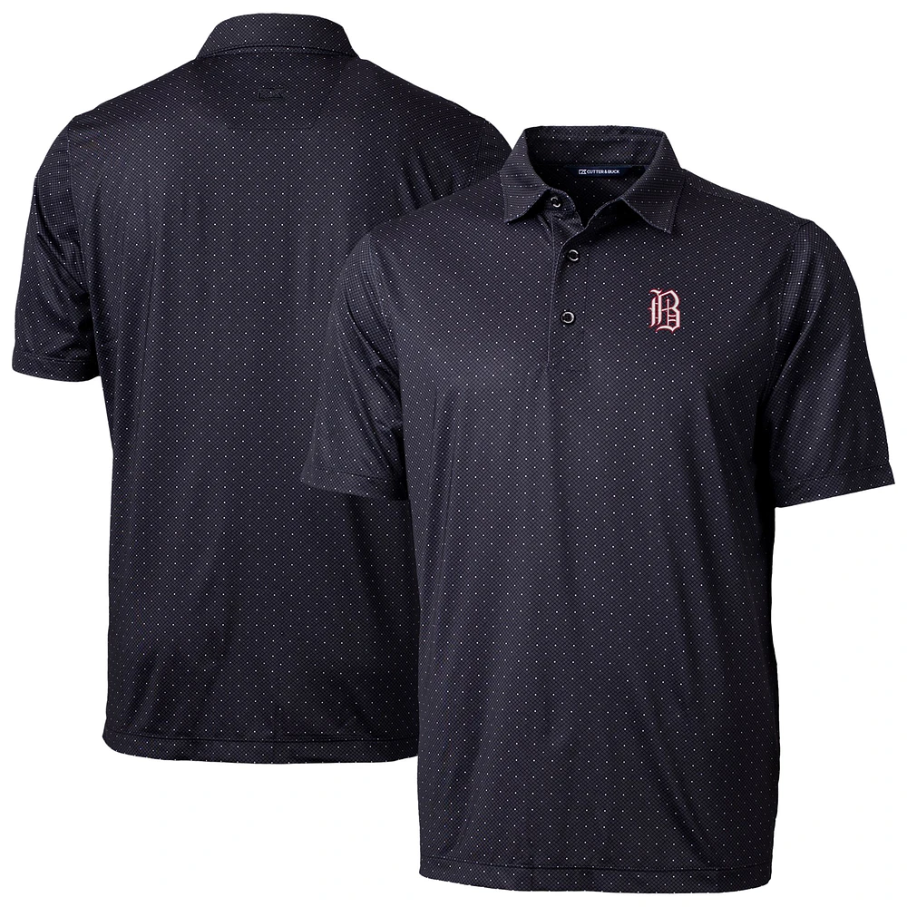 Men's Cutter & Buck Black Birmingham Barons Pike Double Dot Print Stretch Polo