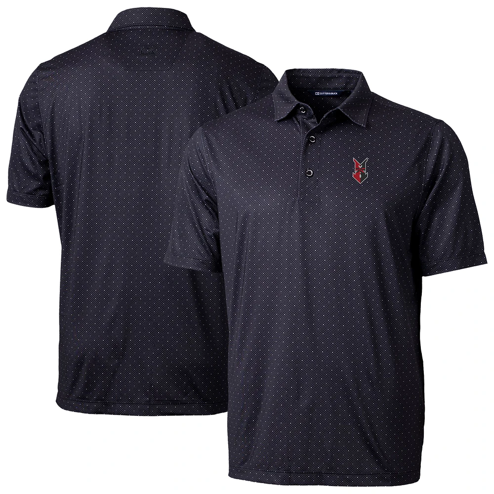 Men's Cutter & Buck Black Indianapolis Indians Pike Double Dot Print Stretch Polo